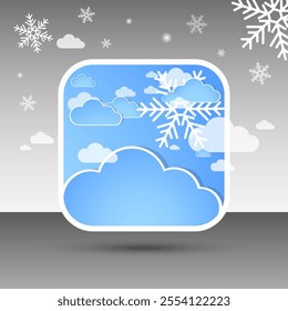 Abstract blue Winter square background with snowflakes. Vector illustration.