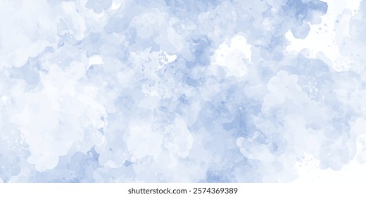 Abstract blue winter watercolor background. Sky pattern with snow. abstract design watercolor picture painting illustration background