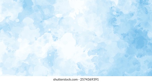 Abstract blue winter watercolor background. Sky pattern with snow. abstract design watercolor picture painting illustration background