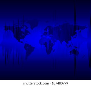Abstract Blue World Map Illustration