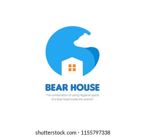 Abstract blue wrench with bear silhouette