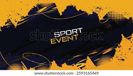 Abstract Blue and Yellow Background Brush Texture and Halftone Effect. Grunge Sport Background, for Banner or Poster Design Elements
