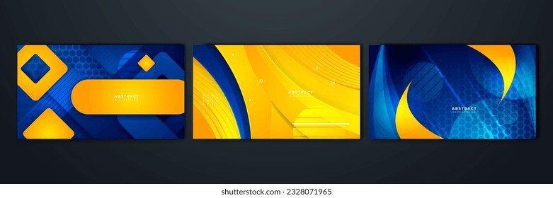 Abstrakter blauer und gelber Hintergrund. Design für Poster, Vorlagen im Web, Hintergrund, Banner, Broschüre, Website, Flyer, Landing Page, Präsentation, Zertifikat und Webinar