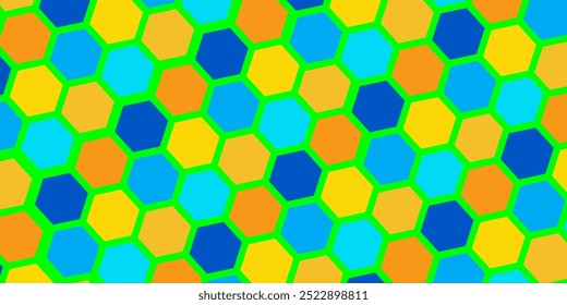 Fondo azul y amarillo Abstractas con Formas hexagonales Composición Abstracto Verde