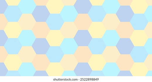 Abstract Blue and Yellow Background With Hexagon Shapes Composition Blurred