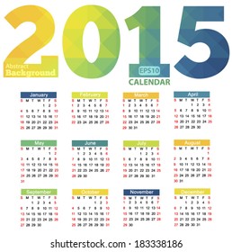 Abstract blue and yellow background with triangles - polygons 2015 year. Vector EPS 10 illustration.