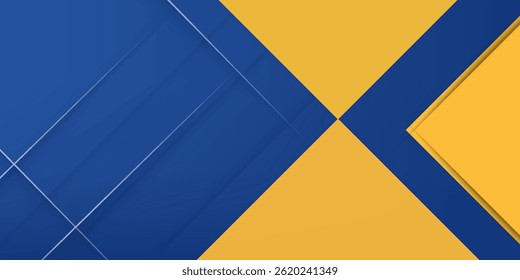 Abstract blue yellow banner geometric shapes background. Vector abstract graphic design banner pattern presentation background web template.