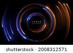 Abstract blue and yellow circle lights with motion effect