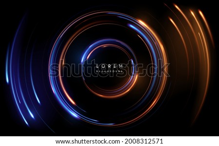 Abstract blue and yellow circle lights with motion effect