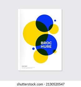 Abstract Blue And Yellow Circle Shapes On White Background  Brochure, Leaflet, Cover Template Design. Annual Report