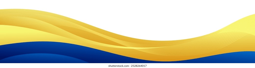 Abstract Blue and Yellow Curved Lines Background