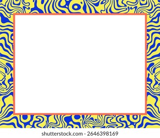 Abstract blue and yellow frame border poster marble liquid acid poster pattern copy space illustration print art editable