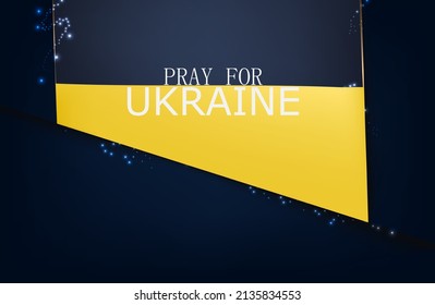 abstract blue and yellow geometric lines. golden lines. geometric shape. blue background. vector illustration. shine. inscription pray for Ukraine.