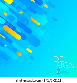Patrón diagonal de línea redondeada geométrica azul y amarillo abstracto en el fondo cian. Ilustración del vector