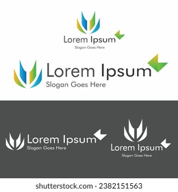 Resumen del concepto de diseño del logotipo de gradiente azul y amarillo. archivo de pasos del vector