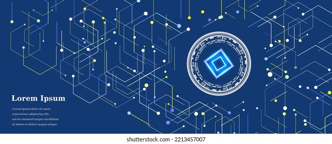 abstract blue yellow hexagon, ai artificial intelligence, geometric background, scientific technology, futuristic concept