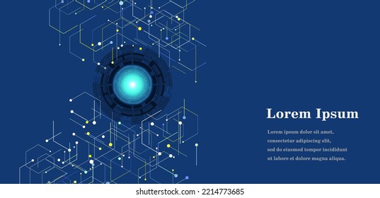 abstract blue yellow hexagon, ai artificial intelligence, geometric background, scientific technology, futuristic concept