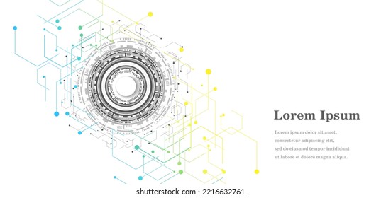 abstraktes blaues gelbes Hexagon, ai künstliche Intelligenz, geometrischer Hintergrund, wissenschaftliche Technologie, futuristisches Konzept