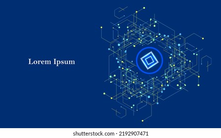 abstract blue yellow hexagon, network image, geometric texture background, scientific technology, futuristic concept