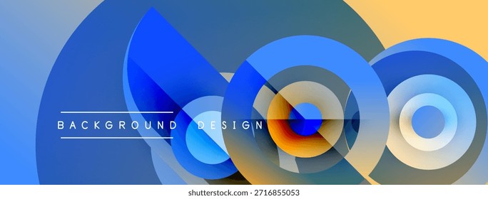 Camadas azuis e amarelas abstratas criam um efeito visual dinâmico. Elementos de design modernos sugerem inovação, tecnologia. As cores de gradiente melhoram a profundidade.