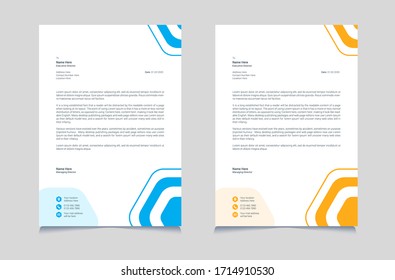 Abstract blue and yellow letterhead vectortemplate set