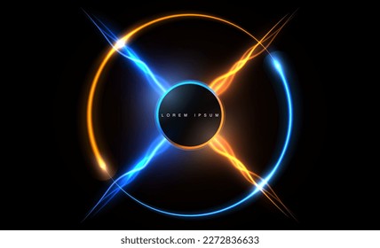 Abstract blue and yellow light effect background. Vector illustration