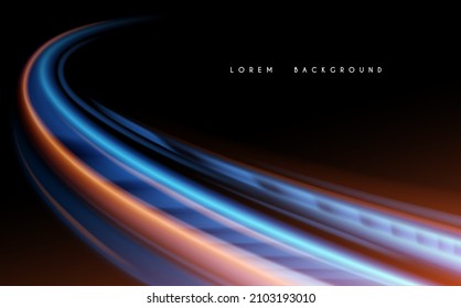Efecto abstracto de la luz azul y amarilla sobre el fondo negro