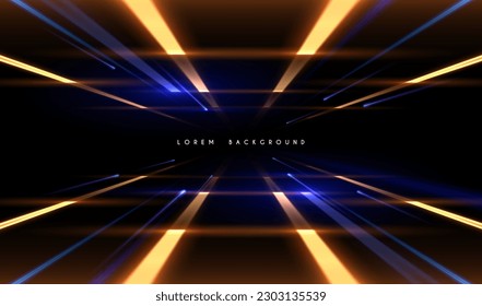 Abstract blue and yellow light rays effect background