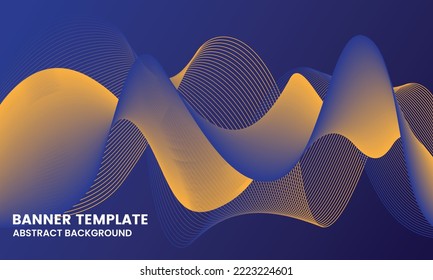 Plantilla de ilustración de fondo de línea azul y amarilla abstracta