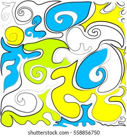 Abstract blue yellow line. Vector