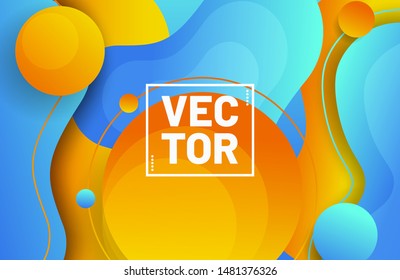 Abstract blue and yellow liquid background. Abstract liquid shapes composition. Eps10 vector.