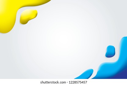 Abstract blue and yellow liquid shape background. Trendy fluid gradient.