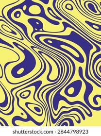 Abstract blue and yellow monochrome marble liquid acid poster pattern wave background layout banner copy space illustration textile print art