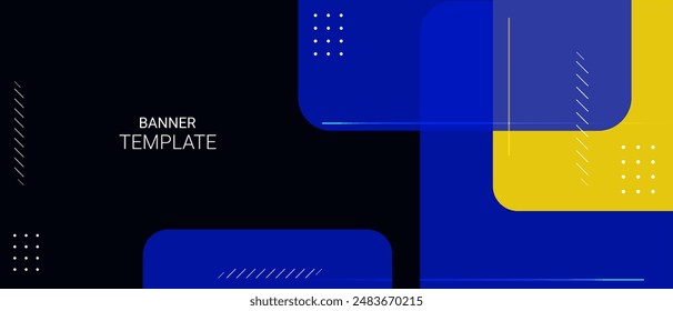 abstract blue and yellow moving boxes on black background design