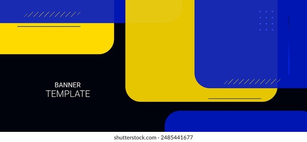 Abstract blue and yellow moving flat lines geometric background vector design
