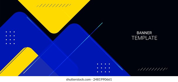 Abstrakte blaue und gelbe Bewegungslinien auf schwarzem geometrischem Hintergrund