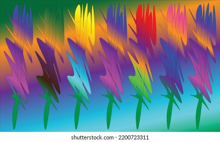 abstract blue, yellow, orange, brown, green, red, purple and pink