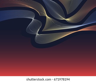 abstract blue yellow orange wave lines network background