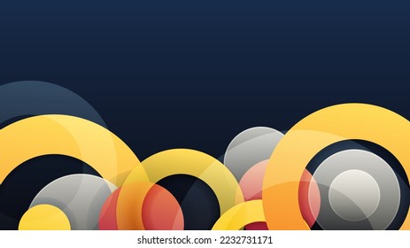 Abstract blue yellow and pink background with waves and circles