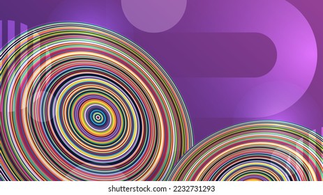 Abstract blue yellow and pink background with waves and circles