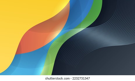 Abstrakter, blauer, gelber und rosafarbener Hintergrund mit Wellen und Kreisen