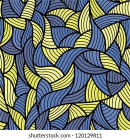 Abstract blue and yellow seamless pattern.