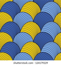 Abstract blue and yellow seamless pattern.