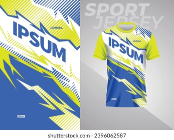 abstract blue and yellow sport jersey mockup template