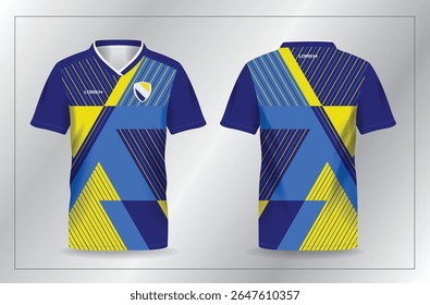 abstract blue yellow sport jersey for football and soccer shirt template