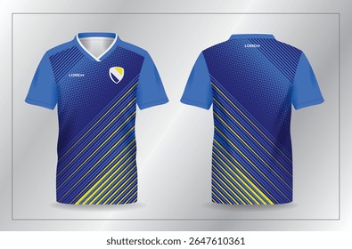 abstract blue yellow sport jersey for football and soccer shirt template