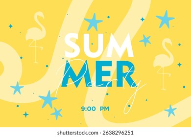 Abstract blue and yellow summer backgrounds. Retro party design for marketing, banners, web, social media, and flyers. Vector graphic.