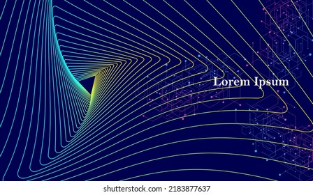 abstract blue yellow triangle, network concept, geometric pattern, scientific technology, futuristic background