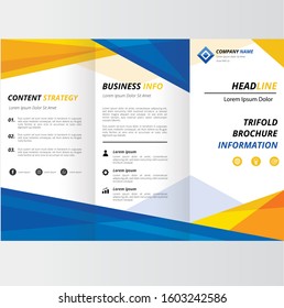 abstract blue yellow trifold brochure design template