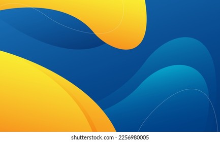 Resumen de fondo de onda azul y amarillo. Composición dinámica de formas. Vector Eps10